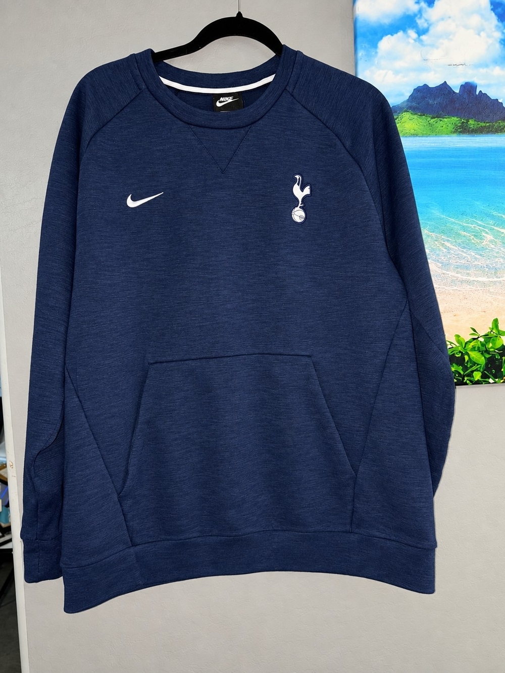 Nike Men's Navy Crewneck Sweatshirt with Tottenham Emblem